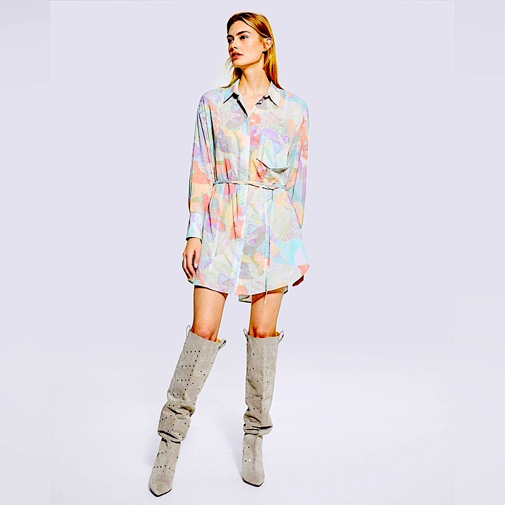 (New with Tags) IRO Cielo Abstract Print Shirt Dress